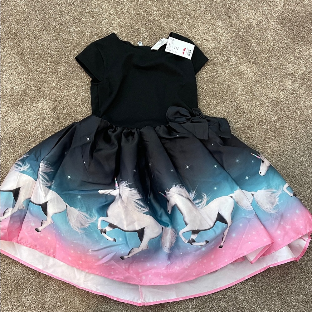 NWT H&m Black and Multicolor Unicorn Dress